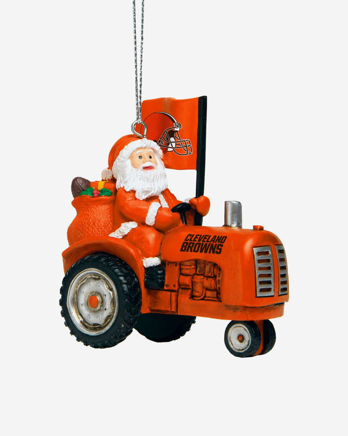 Cleveland Browns Santa Riding Tractor Ornament FOCO - FOCO.com