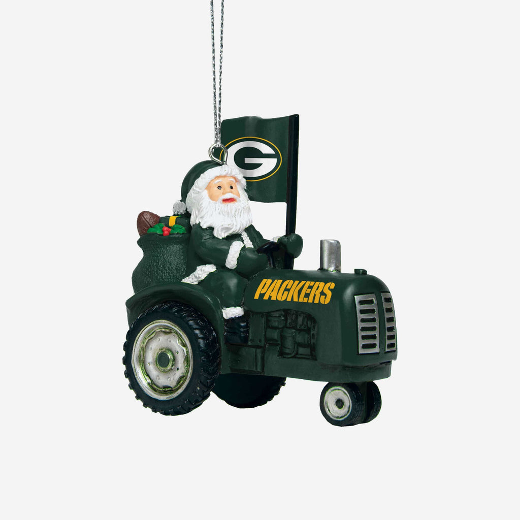 Green Bay Packers Santa Riding Tractor Ornament FOCO - FOCO.com