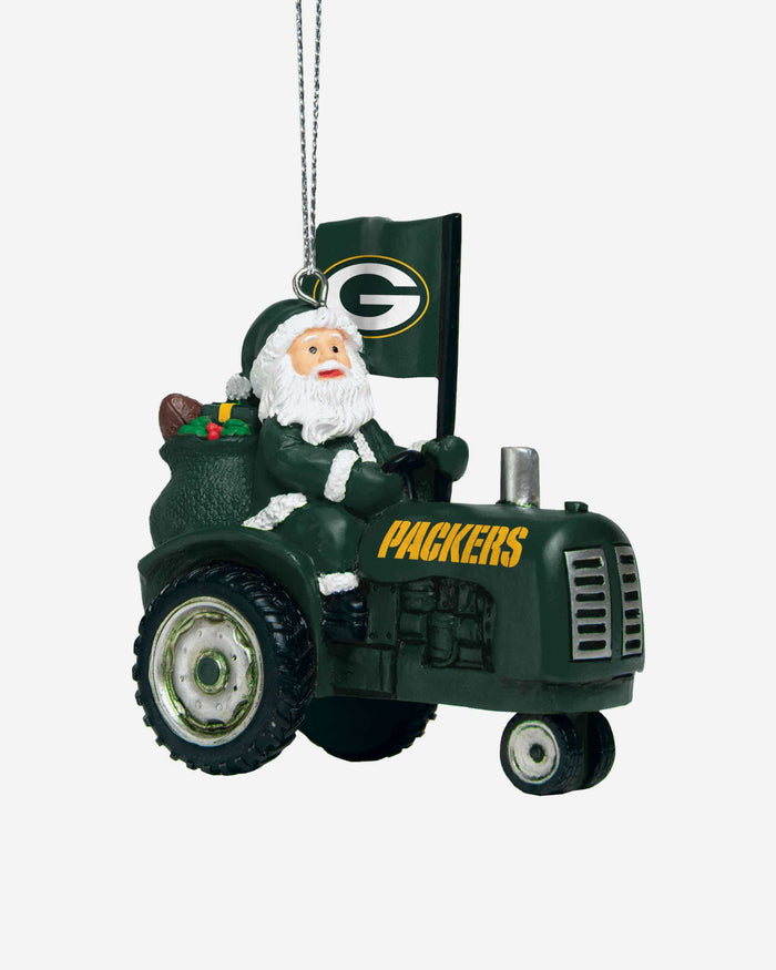 Green Bay Packers Santa Riding Tractor Ornament FOCO - FOCO.com