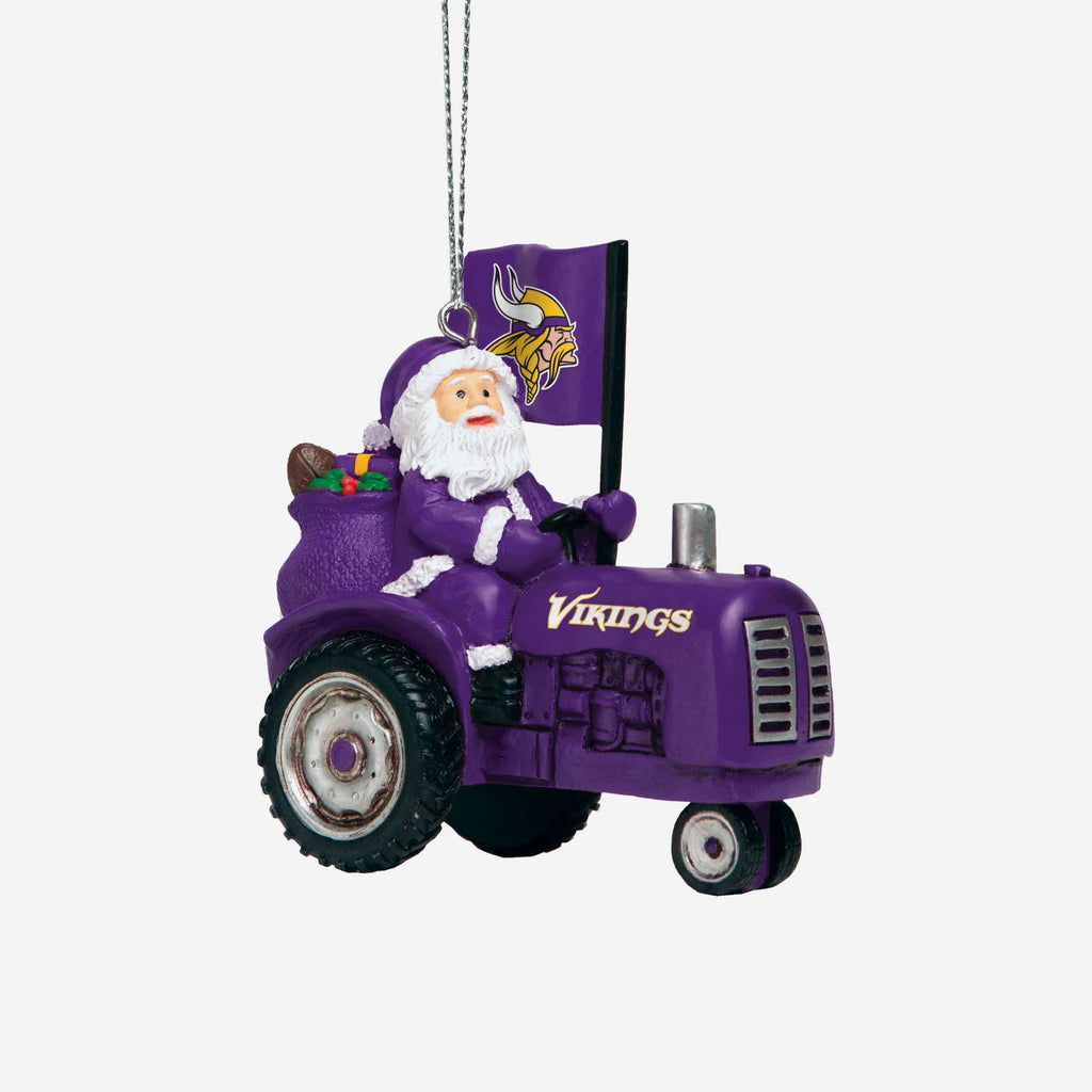 Minnesota Vikings Santa Riding Tractor Ornament FOCO - FOCO.com