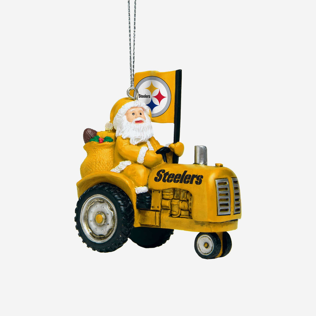 Pittsburgh Steelers Santa Riding Tractor Ornament FOCO - FOCO.com