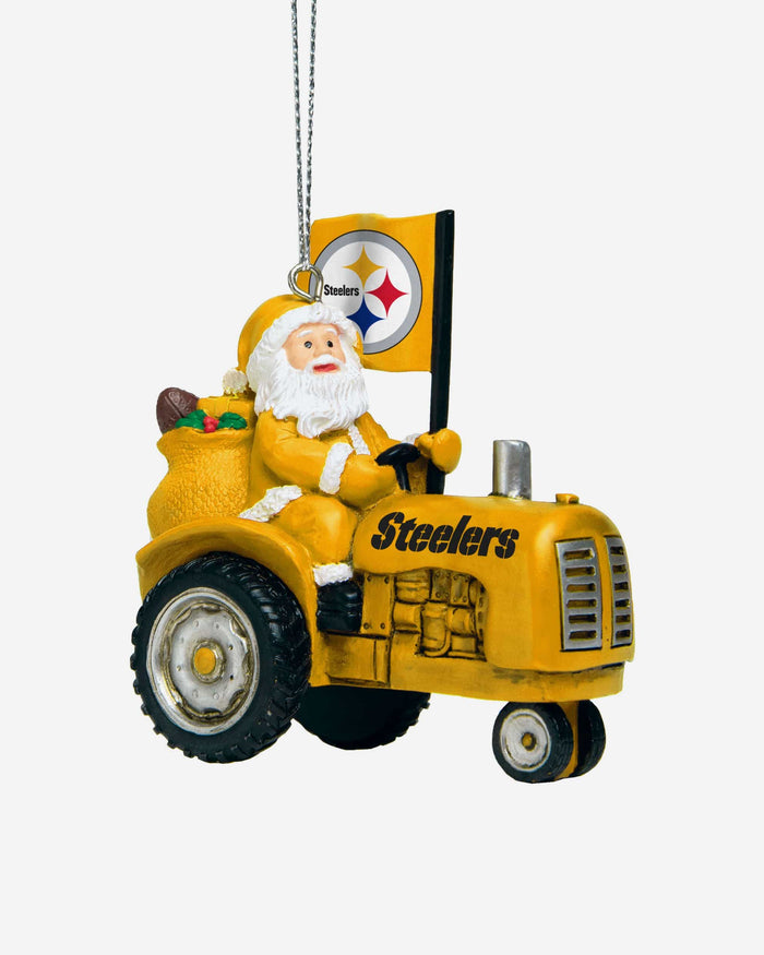 Pittsburgh Steelers Santa Riding Tractor Ornament FOCO - FOCO.com