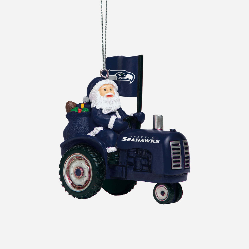 Seattle Seahawks Santa Riding Tractor Ornament FOCO - FOCO.com