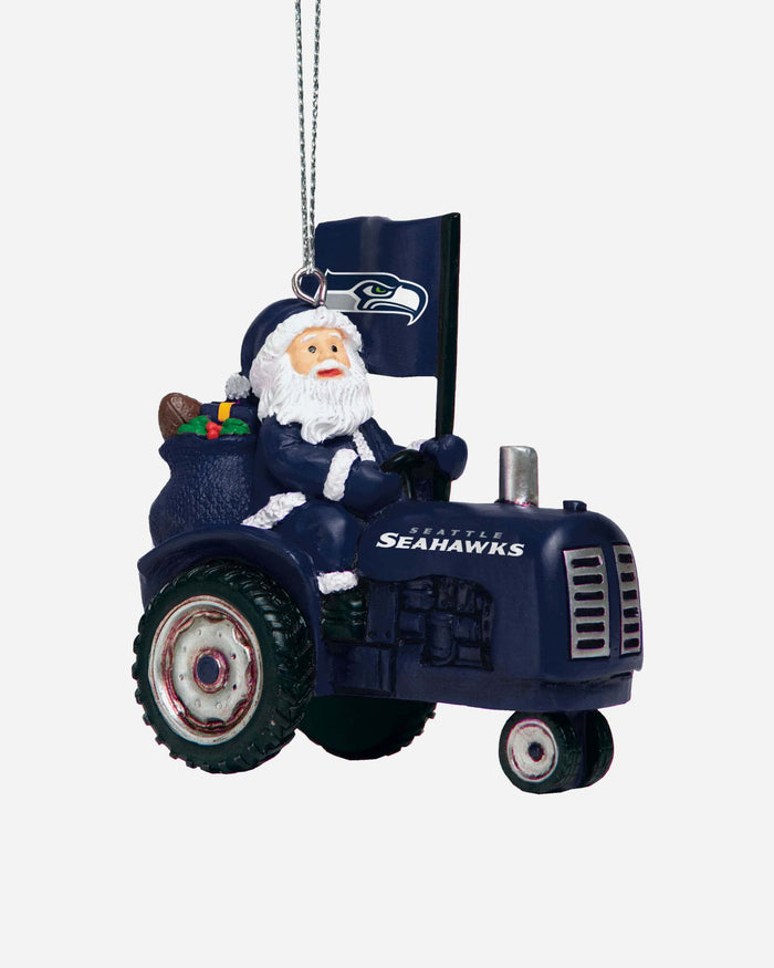Seattle Seahawks Santa Riding Tractor Ornament FOCO - FOCO.com