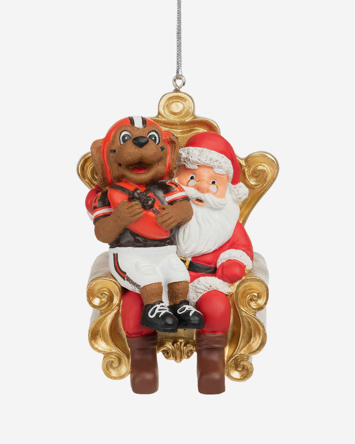 Chomps Cleveland Browns Mascot On Santa's Lap Ornament FOCO - FOCO.com