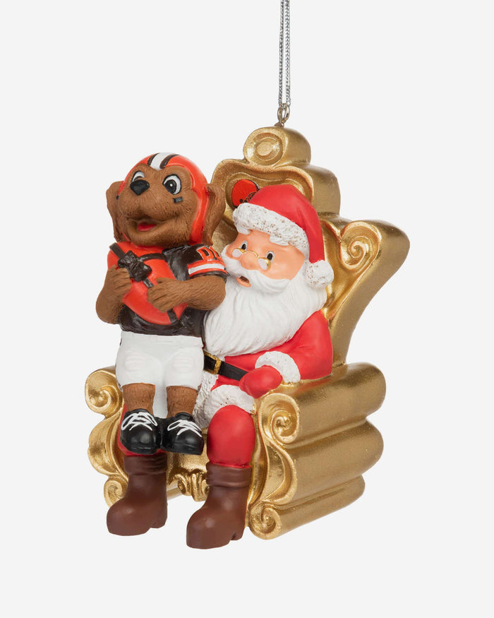 Chomps Cleveland Browns Mascot On Santa's Lap Ornament FOCO - FOCO.com