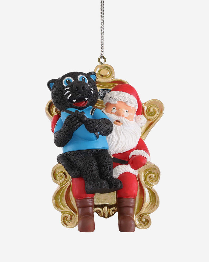 Sir Purr Carolina Panthers Mascot On Santa's Lap Ornament Foco - FOCO.com