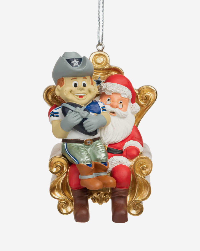 Rowdy Dallas Cowboys Mascot On Santa's Lap Ornament FOCO - FOCO.com