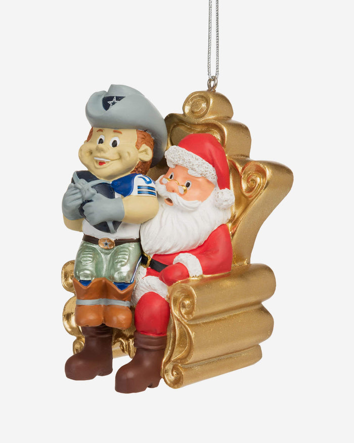 Rowdy Dallas Cowboys Mascot On Santa's Lap Ornament FOCO - FOCO.com