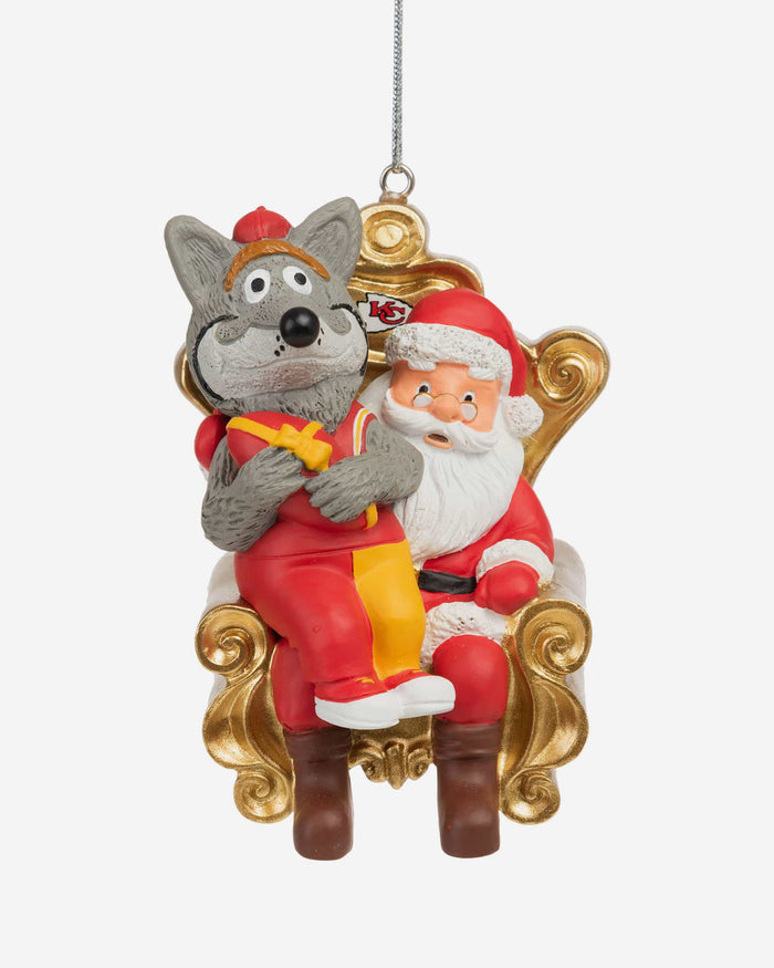 KC Wolf Kansas City Chiefs Mascot On Santa's Lap Ornament FOCO - FOCO.com