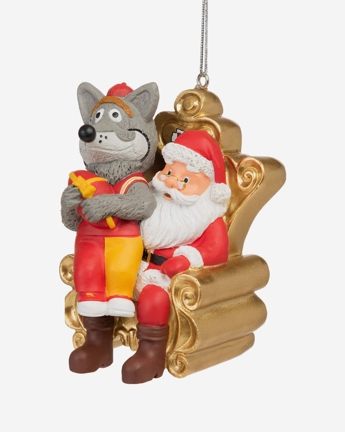 KC Wolf Kansas City Chiefs Mascot On Santa's Lap Ornament FOCO - FOCO.com