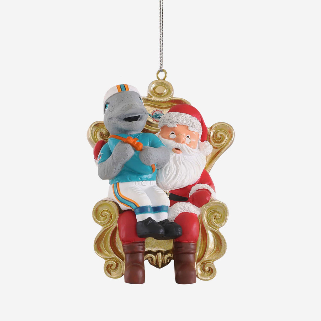 TD Miami Dolphins Mascot On Santa's Lap Ornament Foco - FOCO.com
