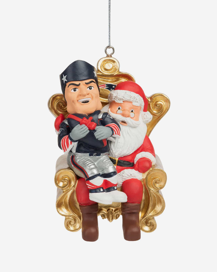 Pat the Patriot New England Patriots Mascot On Santa's Lap Ornament FOCO - FOCO.com