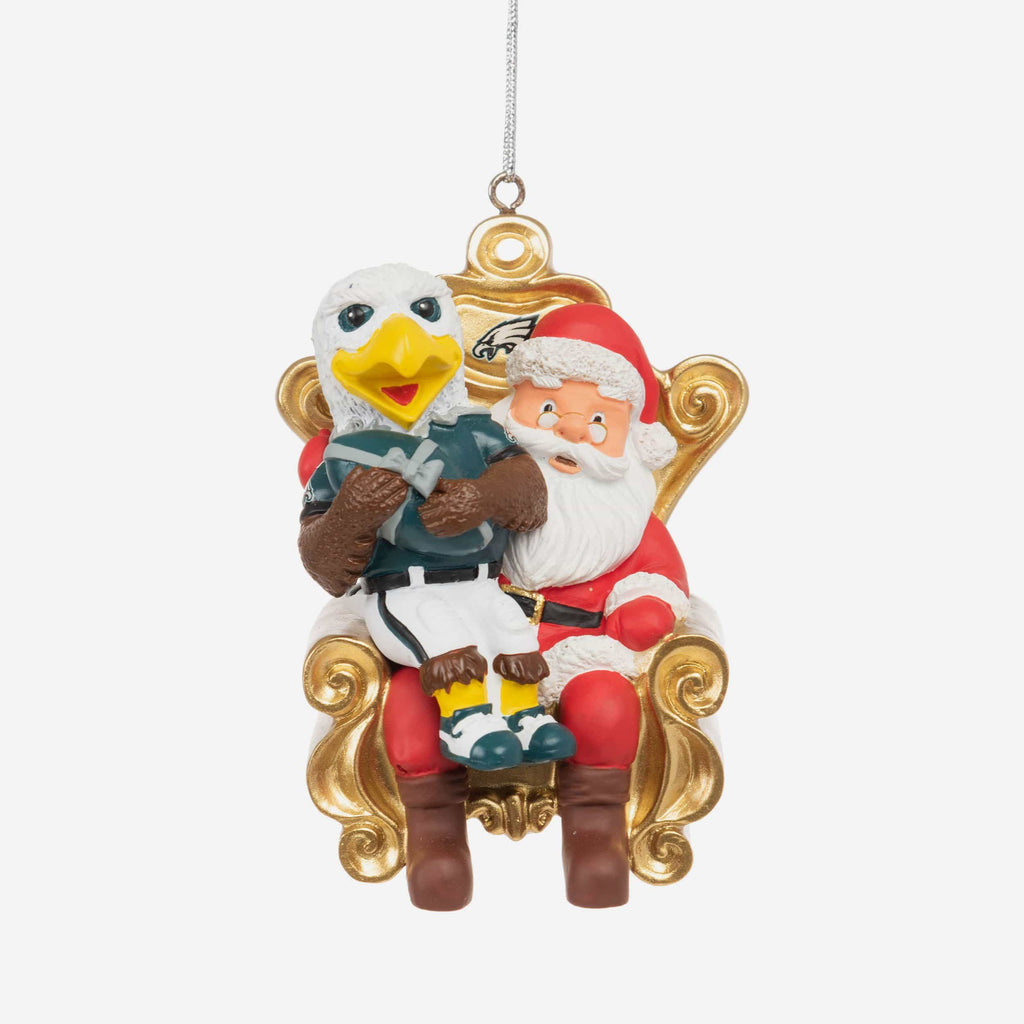 Swoop Philadelphia Eagles Mascot On Santa's Lap Ornament FOCO - FOCO.com