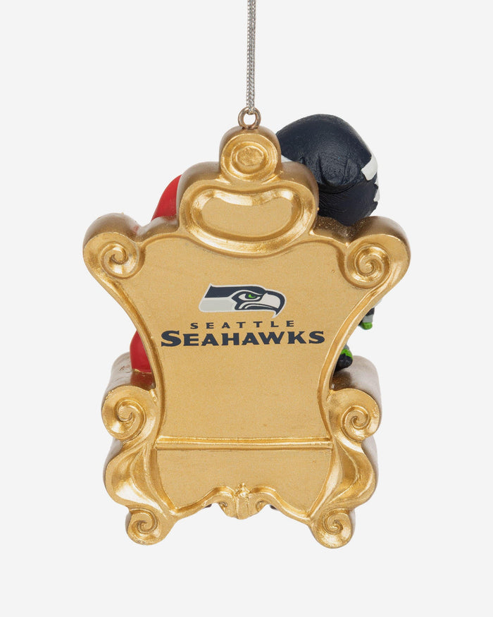 Blitz Seattle Seahawks Mascot On Santa's Lap Ornament FOCO - FOCO.com