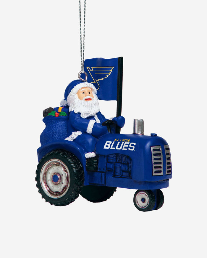 St Louis Blues Santa Riding Tractor Ornament FOCO - FOCO.com