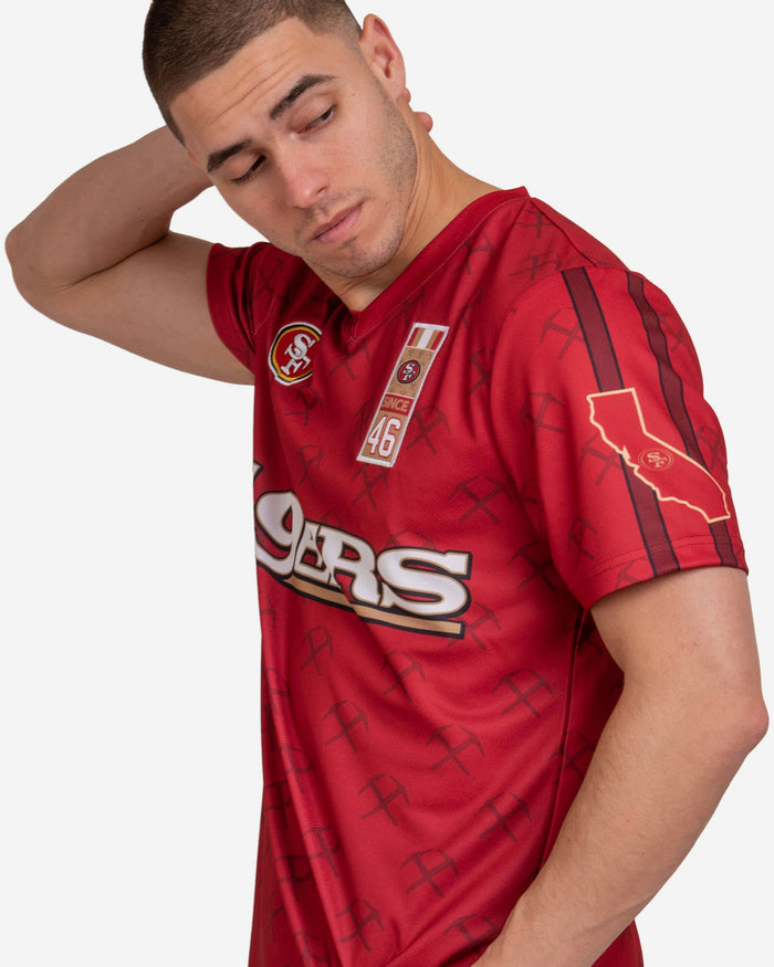 San Francisco 49ers Short Sleeve Soccer Style Jersey FOCO - FOCO.com