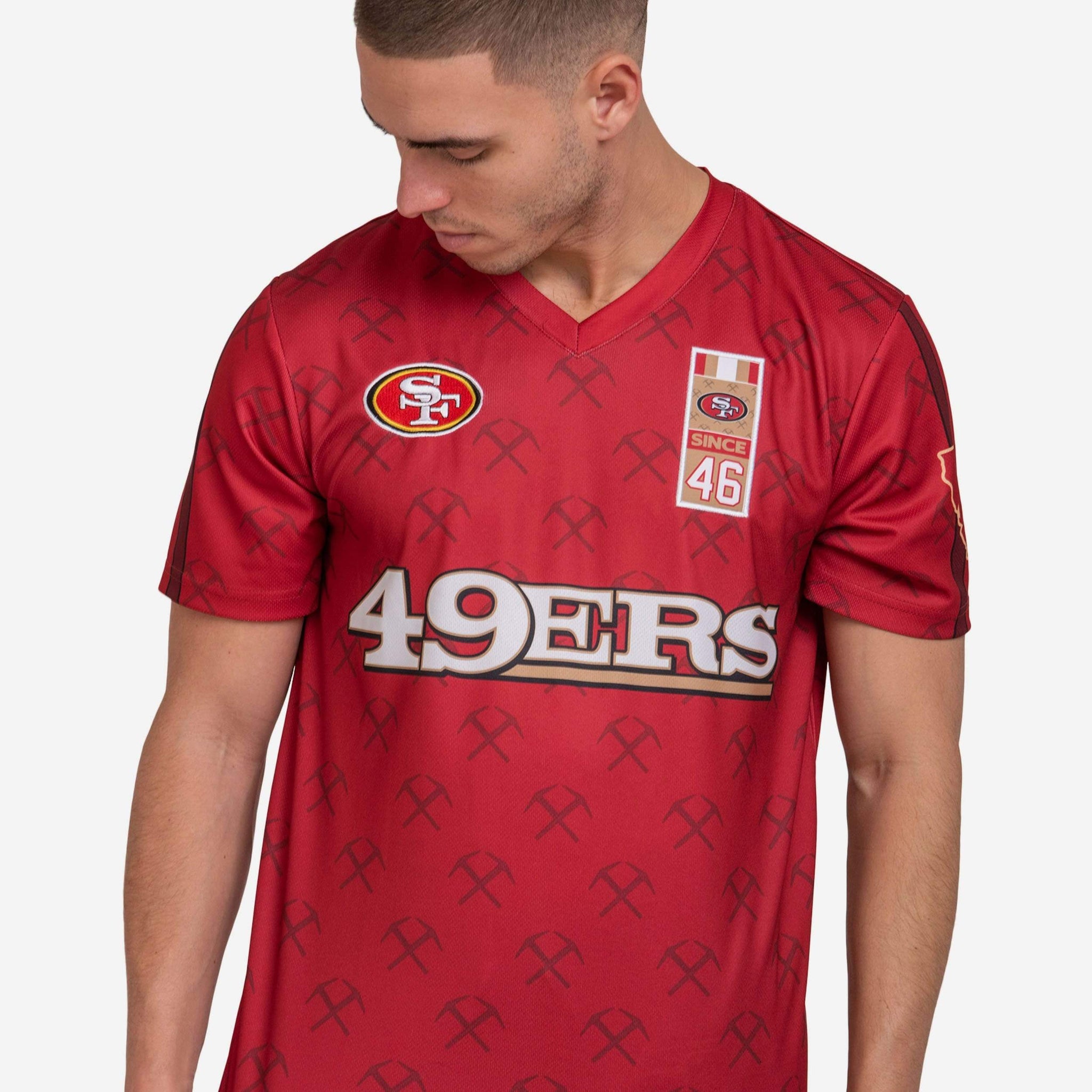 San Francisco 49ers Short Sleeve Soccer Style Jersey FOCO San Francisco 49ers Short Sleeve Soccer Style Jersey FOCO