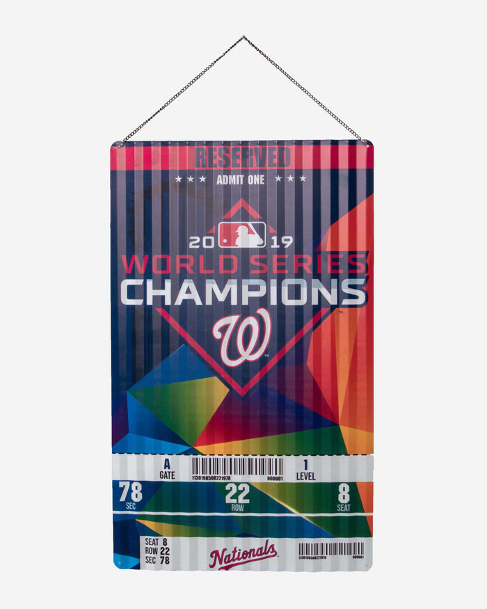 Washington Nationals 2019 World Series Champions Corrugated Metal Wall Sign FOCO - FOCO.com