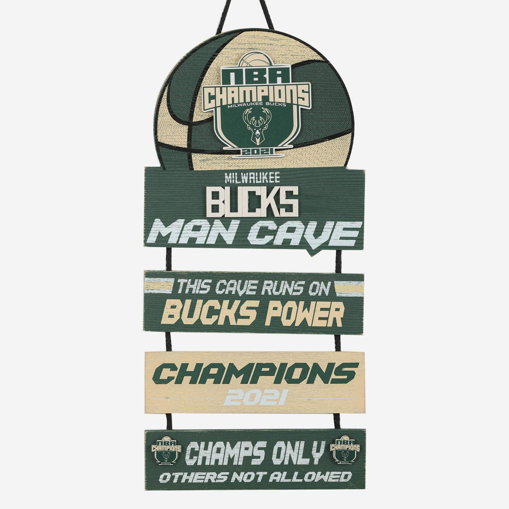 Milwaukee Bucks 2021 NBA Champions Mancave Sign FOCO - FOCO.com