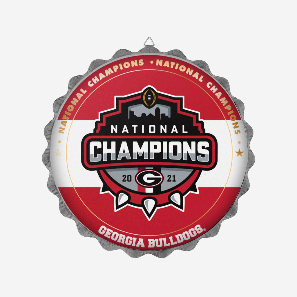 Georgia Bulldogs 2021 Football National Champions Metal Distressed Bottlecap Wall Sign FOCO - FOCO.com