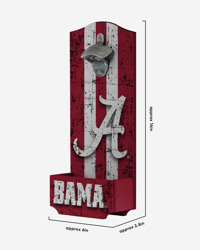 Alabama Crimson Tide Wooden Bottle Cap Opener Sign FOCO - FOCO.com