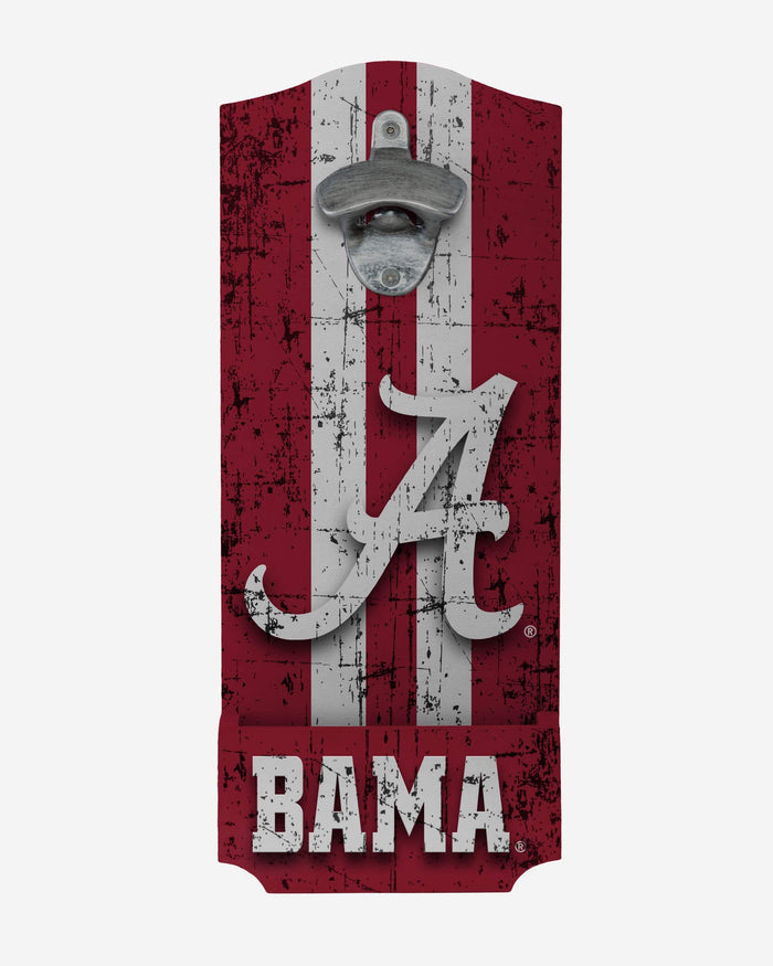 Alabama Crimson Tide Wooden Bottle Cap Opener Sign FOCO - FOCO.com