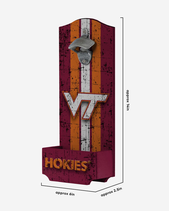Virginia Tech Hokies Wooden Bottle Cap Opener Sign FOCO - FOCO.com