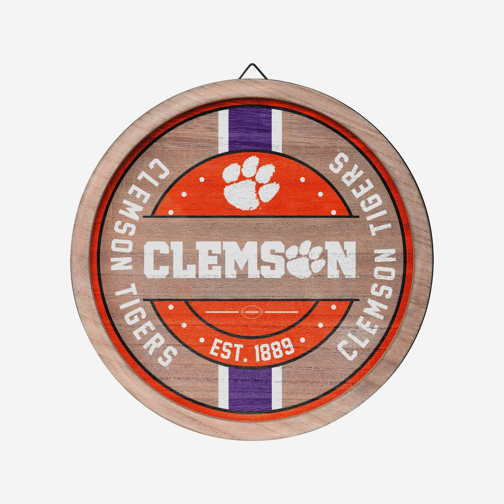 Clemmons Sign Clemson Tigers Wooden Barrel Sign FOCO