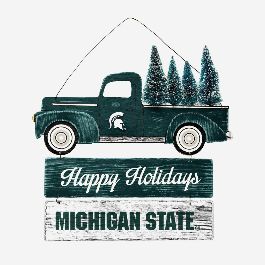 Michigan State Spartans Wooden Truck With Tree Sign FOCO - FOCO.com