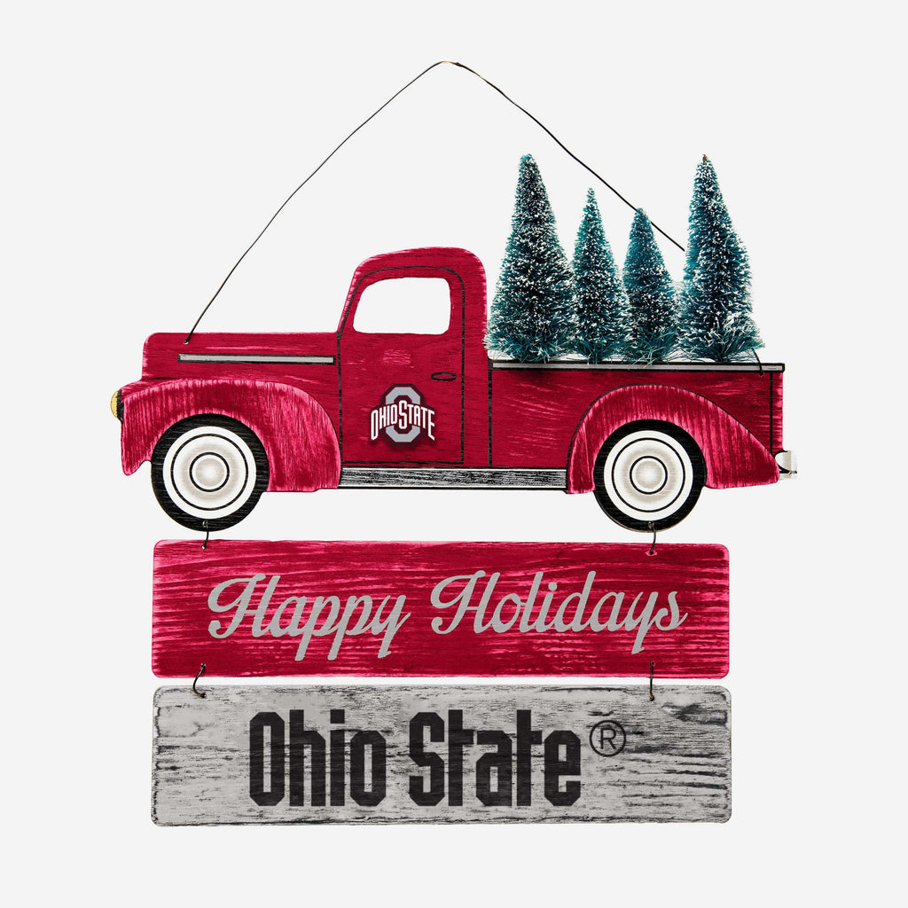 Ohio State Buckeyes Wooden Truck With Tree Sign FOCO - FOCO.com