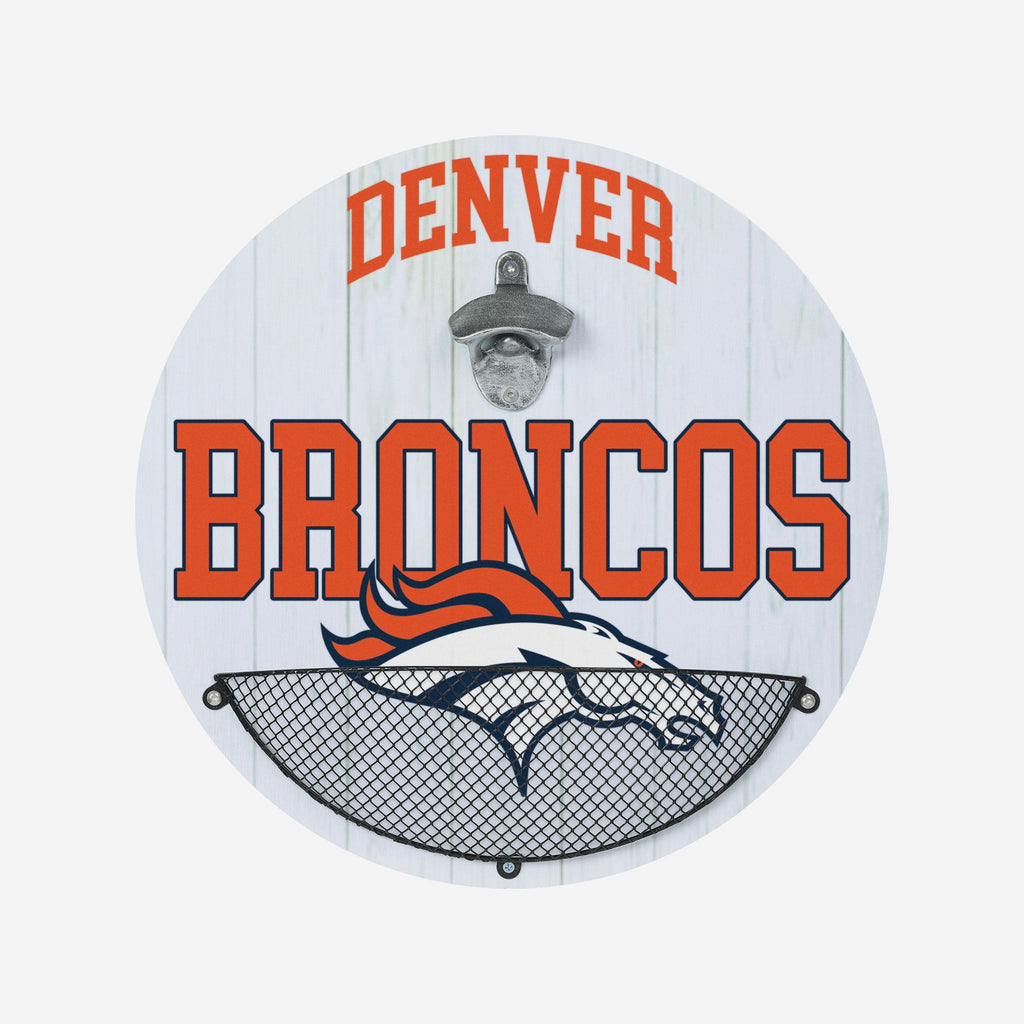 Denver Broncos Bottle Opener Cap Catcher Wall Sign FOCO - FOCO.com