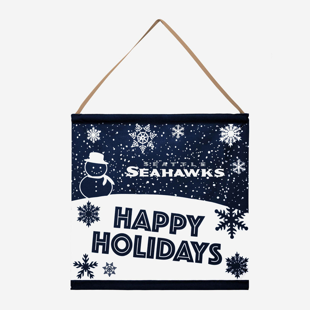 Seattle Seahawks Happy Holidays Banner Sign FOCO - FOCO.com
