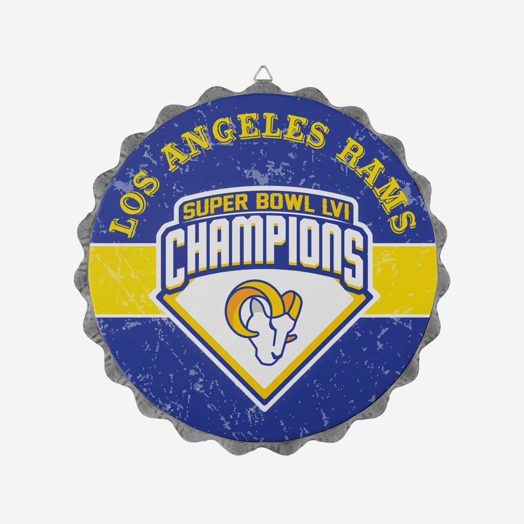 Los Angeles Rams Super Bowl LVI Champions Metal Distressed Bottlecap Wall Sign FOCO - FOCO.com