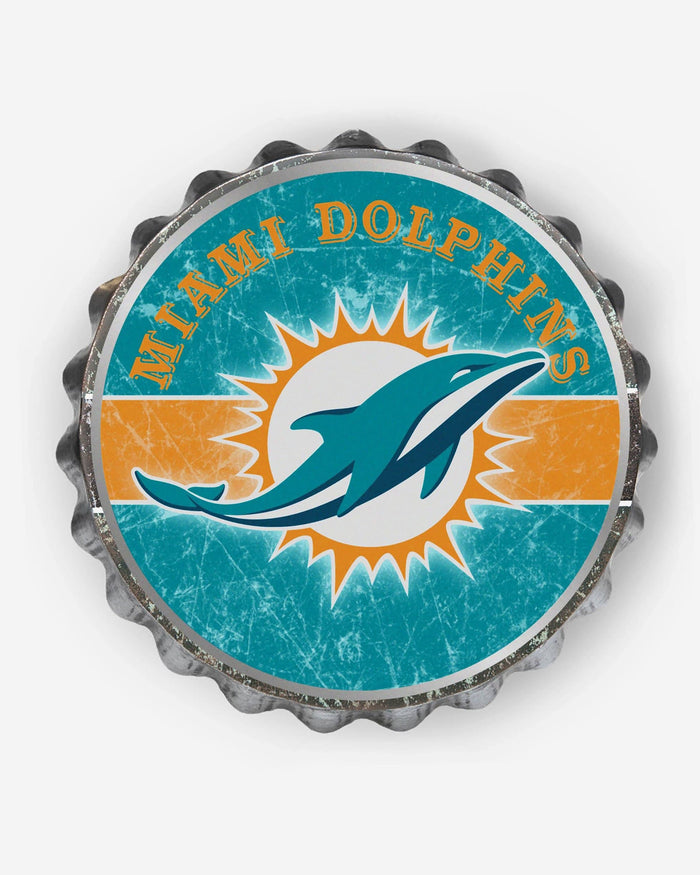 Miami Dolphins Metal Distressed Bottle Cap Sign FOCO - FOCO.com