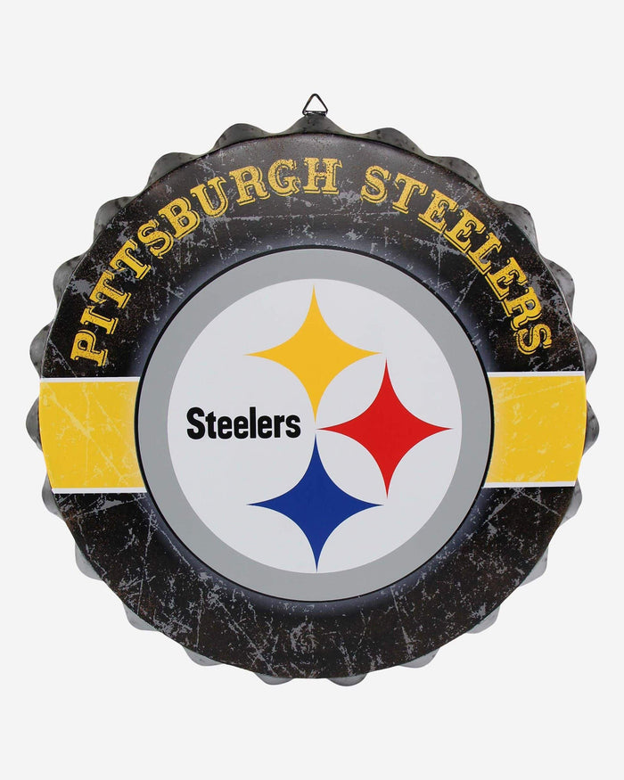 Pittsburgh Steelers Metal Distressed Bottle Cap Sign FOCO - FOCO.com