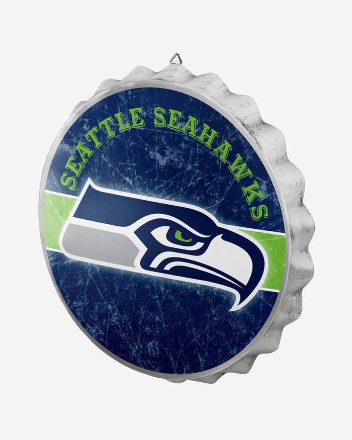 Seattle Seahawks Metal Distressed Bottle Cap Sign FOCO - FOCO.com