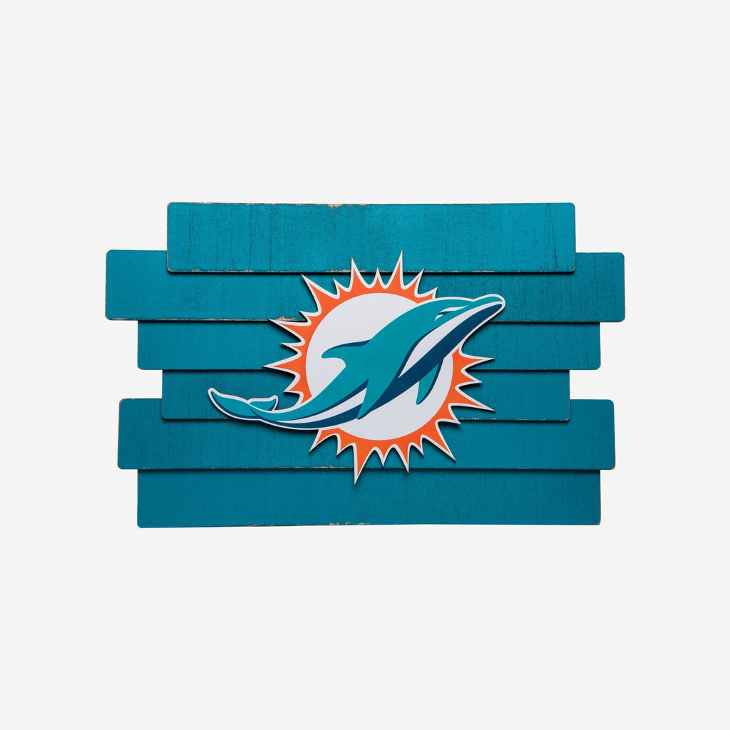 Miami Dolphins Staggered Wood Logo Sign FOCO - FOCO.com