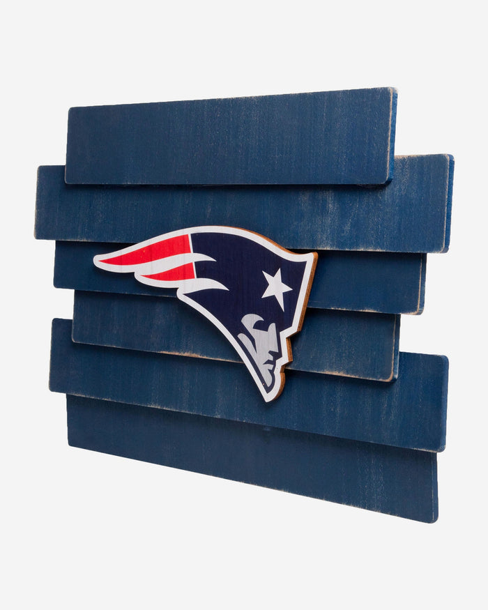 New England Patriots Staggered Wood Logo Sign FOCO - FOCO.com