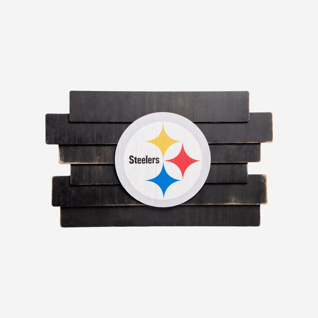 Pittsburgh Steelers Staggered Wood Logo Sign FOCO - FOCO.com
