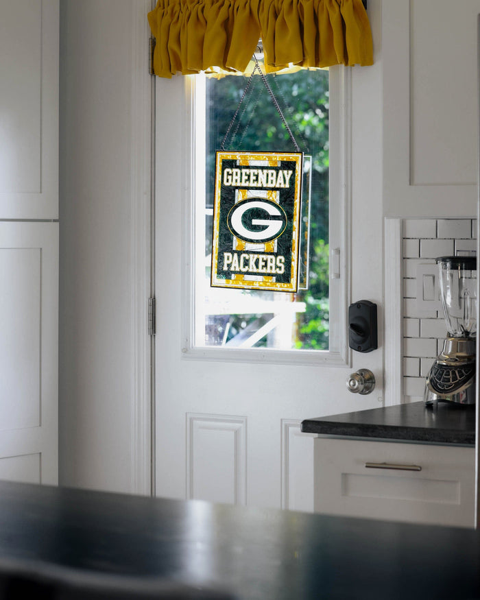 Green Bay Packers Team Stripe Stain Glass Sign FOCO - FOCO.com