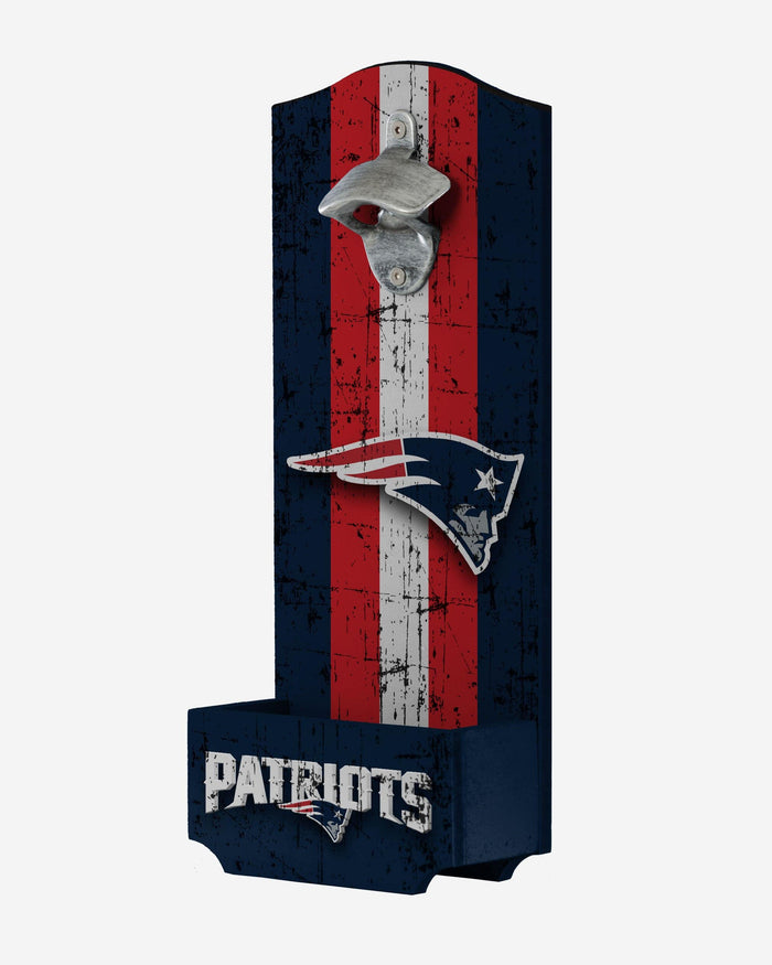 New England Patriots Wooden Bottle Cap Opener Sign FOCO - FOCO.com
