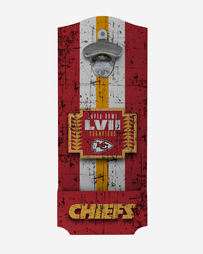 Kansas City Chiefs Super Bowl LVII Champions Wooden Bottle Opener Sign FOCO - FOCO.com