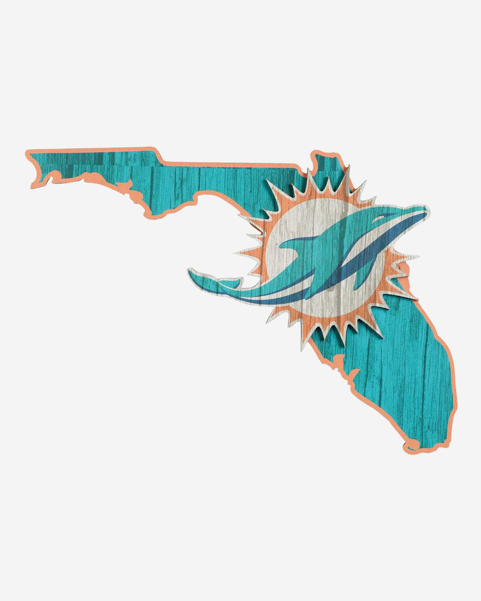 Miami Dolphins Wood State Sign FOCO - FOCO.com