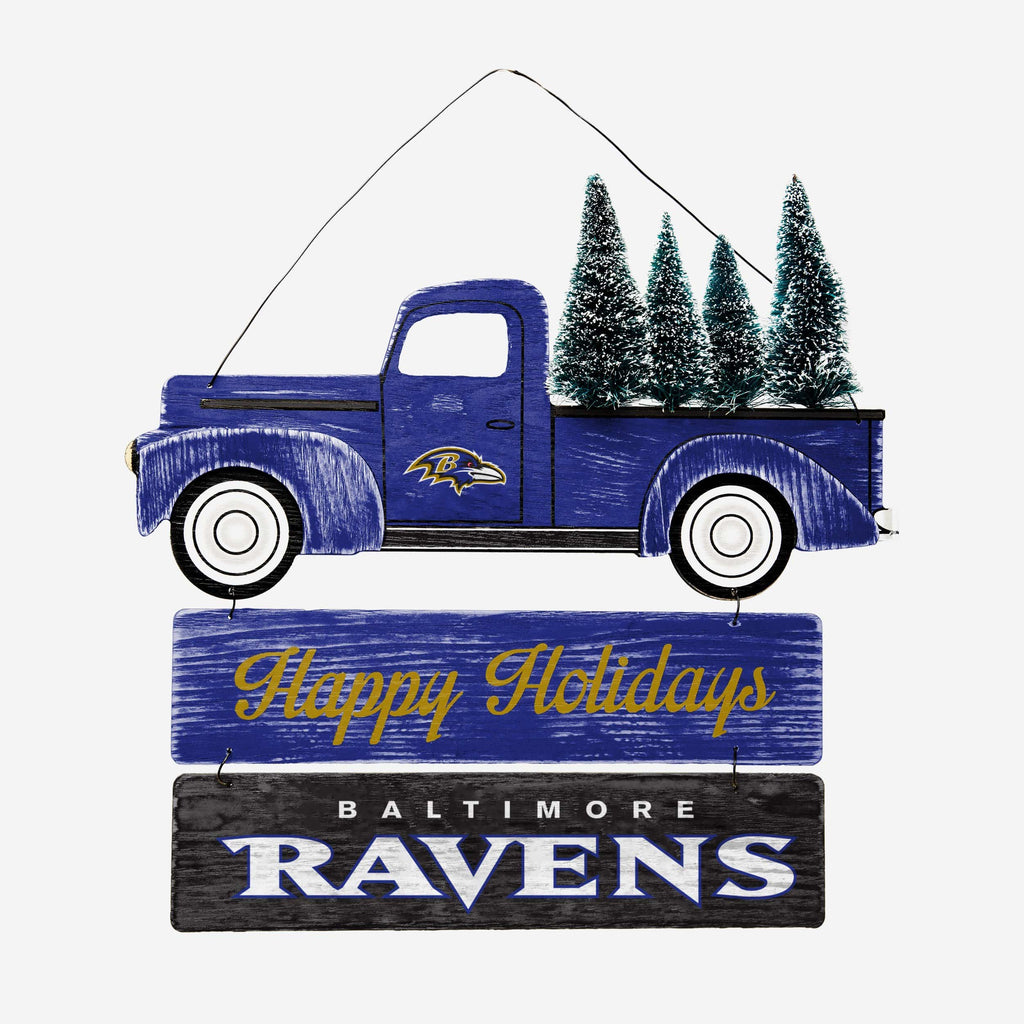 Baltimore Ravens Wooden Truck With Tree Sign FOCO - FOCO.com