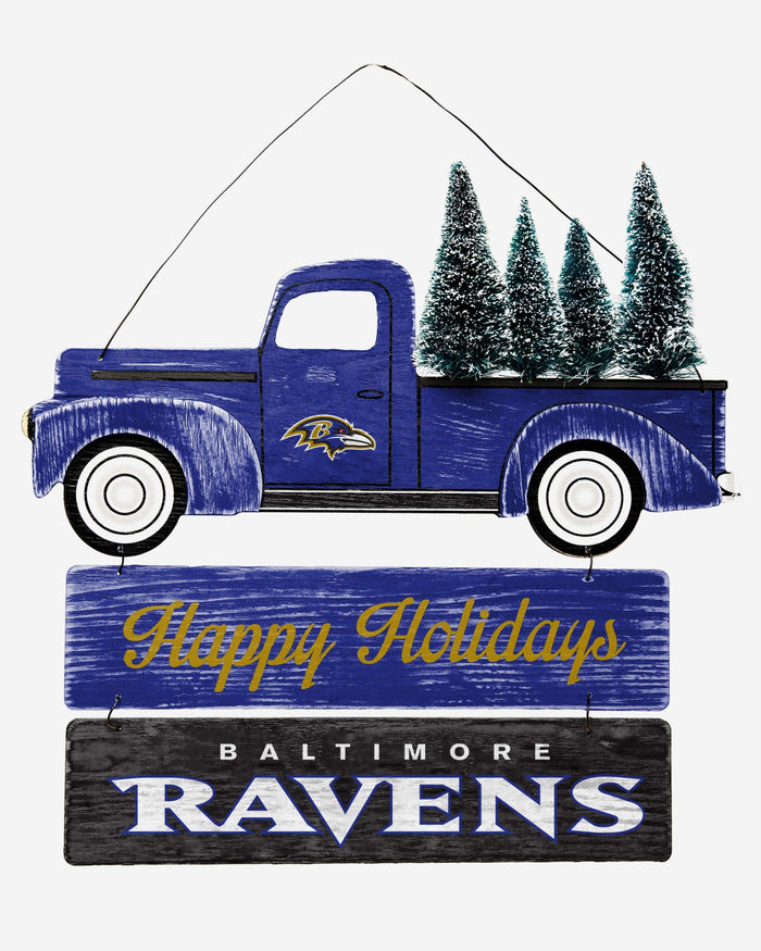 Baltimore Ravens Wooden Truck With Tree Sign FOCO - FOCO.com