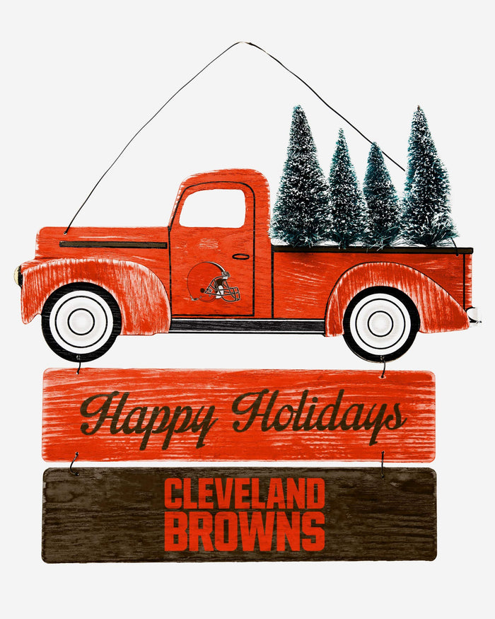 Cleveland Browns Wooden Truck With Tree Sign FOCO - FOCO.com