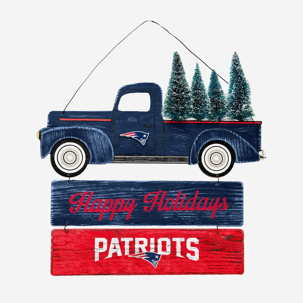 New England Patriots Wooden Truck With Tree Sign FOCO - FOCO.com