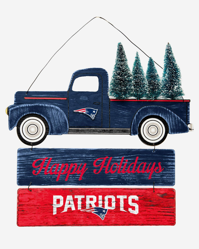 New England Patriots Wooden Truck With Tree Sign FOCO - FOCO.com