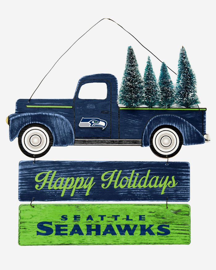 Seattle Seahawks Wooden Truck With Tree Sign FOCO - FOCO.com